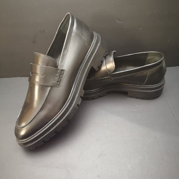 Floyd Men's Size 41 (approximate size 8 US) Black Faux Leather Chunky Loafers - Picture 1 of 9